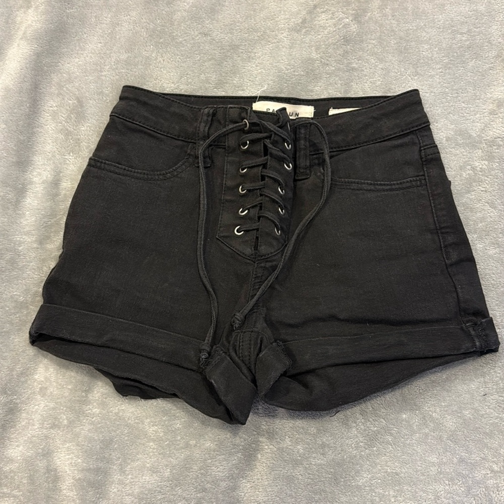 Black Tie Up Jean Shorts from Pacsun